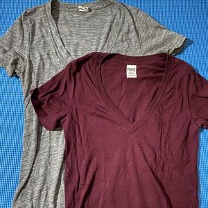 2-pk VS PINK T-shirts Maroon+Grey